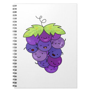 Caderno Espiral Um Monte De Uvas Kawaii Bonito