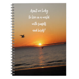 Caderno Espiral "Um Mundo Com Pôr do Sol e Pássaros"