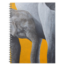 Um notebook na moda com elefante e criança