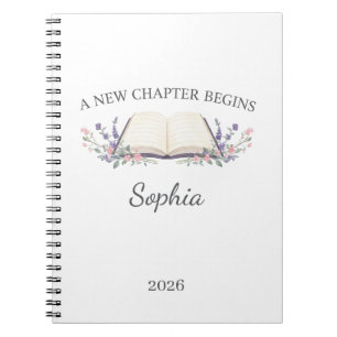 Caderno Espiral Um Novo Capítulo Começa 2026 Personalizado