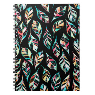 Caderno Espiral Um padrão constante de folhas. Cor do desenho da m