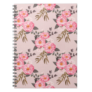Caderno Espiral Um padrão deslumbrante em flores de jardim. Flora