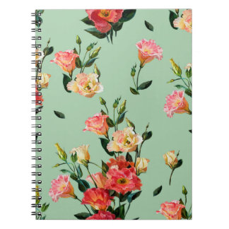 Caderno Espiral Um padrão floral constante no estilo vitoriano. Bo