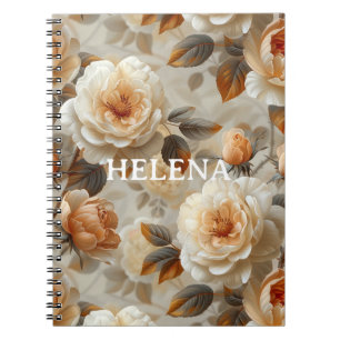Caderno Espiral Um padrão floral delicado e vítreo.
