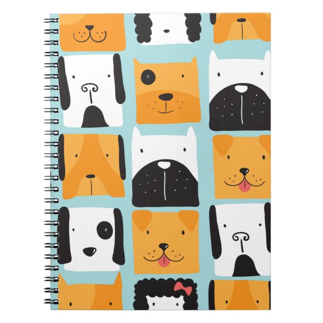 Caderno Espiral Um padrão perfeito com cães bonitos.  (Frente)
