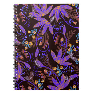 Caderno Espiral Um padrão sem costura com pequenas flores vívidas.