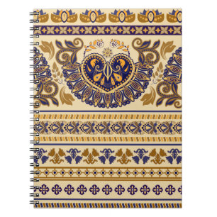 Caderno Espiral Um padrão sem costura egípcio distribuído. Flor