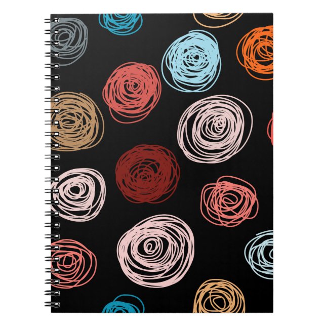 Caderno Espiral Um padrão sem soldadura desenhou pontos abstrato.  (Frente)