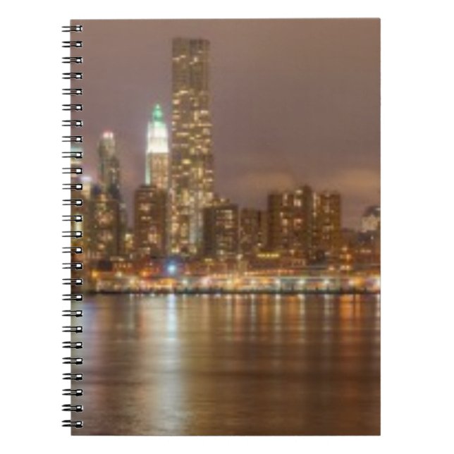 Caderno Espiral Um panorama da skyline da Nova Iorque (Frente)