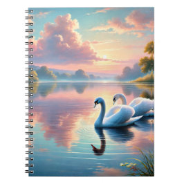 Caderno Espiral Um par de pântanos a planar num lago sereno