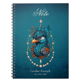 Caderno Espiral Um pássaro azul majestoso.