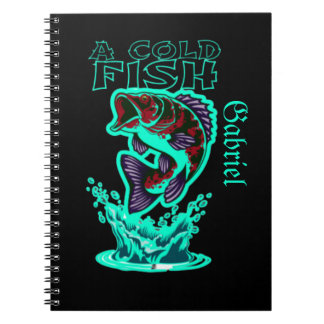 Caderno Espiral um peixe frio com arte legal personalizada