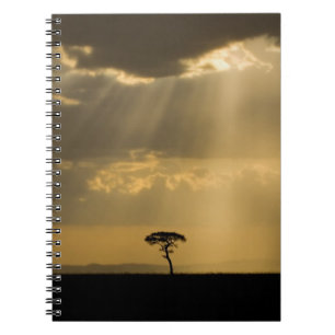 Caderno Espiral Um pôr do sol místico no retorno ao acampamento no