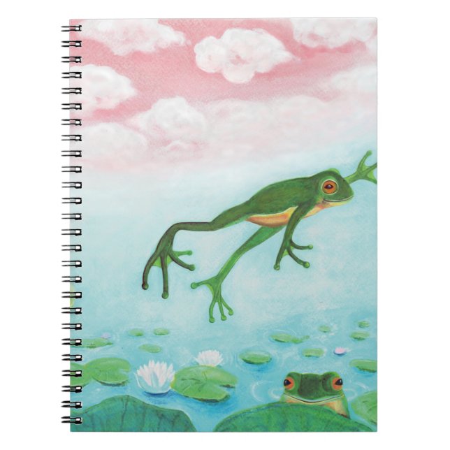 Caderno Espiral Um Sapo Engraçado Engraçado Passa Para O Pond (Frente)
