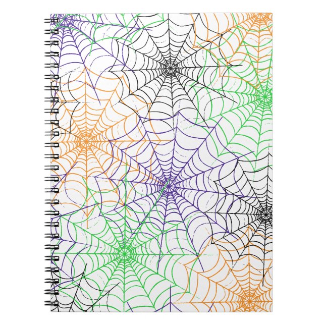 Caderno Espiral Um simples padrão na Web da aranha de Halloween (Frente)