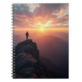 Caderno Espiral Um sol majestoso visto do pico da montanha