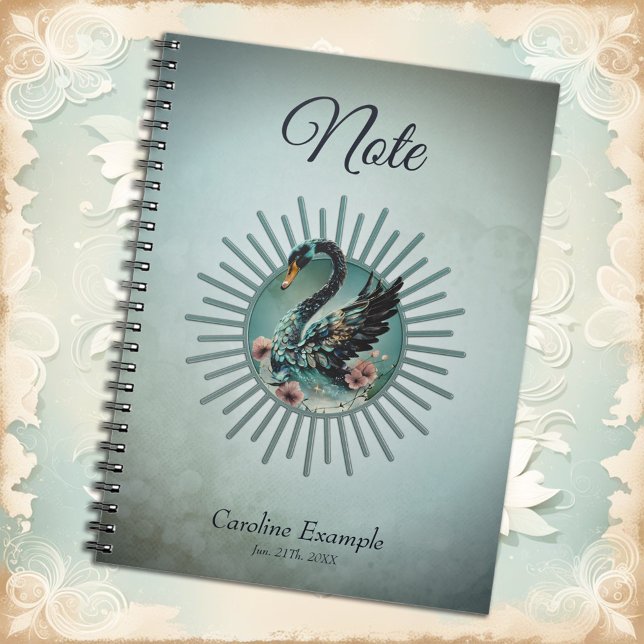 Caderno Espiral Um toque de fantasia e elegância, o cisne do sonho (Criador carregado)