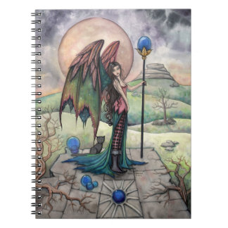 Caderno Espiral Uma Arte de Fantasia Gótica de Fada da Lua da Colh