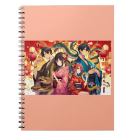 Caderno Espiral Uma celebração lunar passada com serpentes