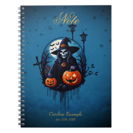 Caderno Espiral Uma cena assustadora do Dia das Bruxas