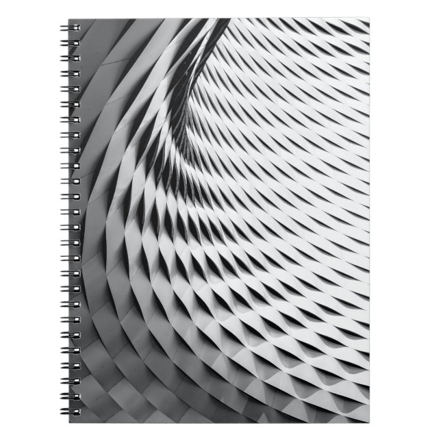 Caderno Espiral Uma fachada curvada coberta de uma libra branca (Frente)