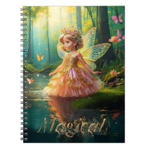 Caderno Espiral Uma fada mágica em um lago Texto decorativo mágico