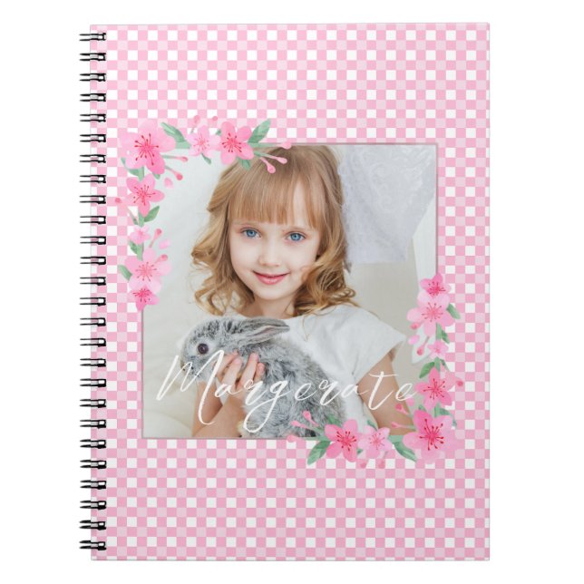 Caderno Espiral Uma Fotografia Personalizada e Bonita, rosa (Frente)