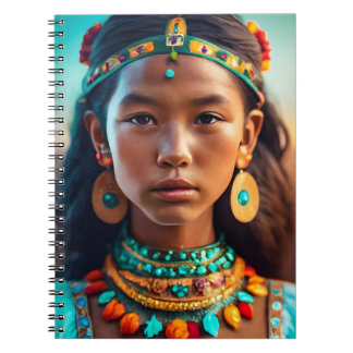 Caderno Espiral Uma linda garota das tribos indígenas