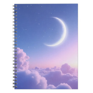 Caderno Espiral Uma lua crescente serena e bonita. IA gerada
