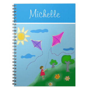 Caderno Espiral Uma menina com os papagaios com nome
