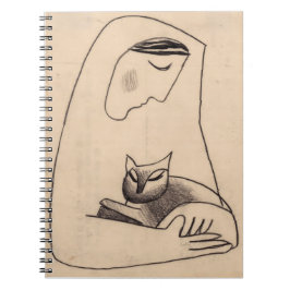 Caderno Espiral Uma menina com um gato nos braços por Mikulas Gala