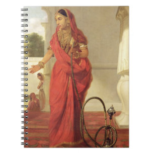 Caderno Espiral Uma menina de dança indiana com um cachimbo de