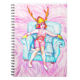 Caderno Espiral Uma mulher vestindo um capacete samurai