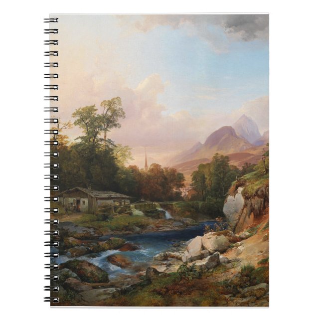 Caderno Espiral Uma paisagem de montanha com um Smithy (Frente)