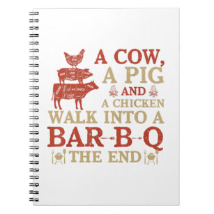 Caderno Espiral Uma Vaca, Um Porco E Uma Vintagem De Chicken. Perf