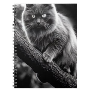 Caderno Espiral Uma Vista Assombrante De Um Gato Noturno