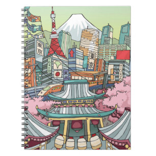 Caderno Espiral Uma vista de Tokyo