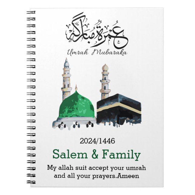 Caderno Espiral umrah mubaraka,ع م ة م ب ا ر ك ر (Frente)
