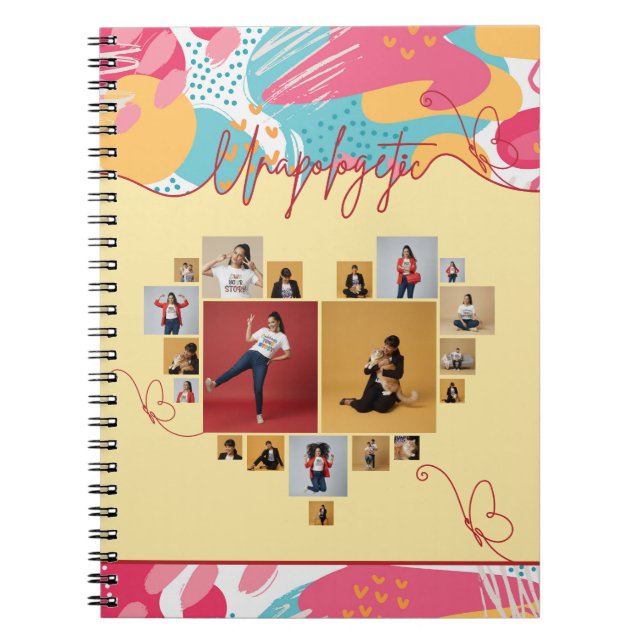 Caderno Espiral Unapologetic Personalized Feminine Photo Collage (Frente)
