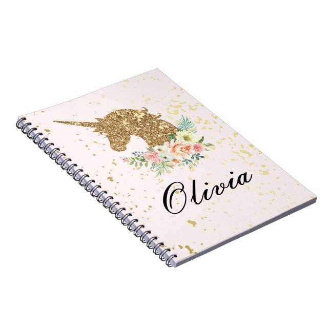 CADERNO ESPIRAL UNCORN PINK+DOURADO (Lado Direito)
