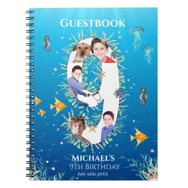 Caderno Espiral Under The Sea Photo Big 9th Birthday Guest Book (Frente)