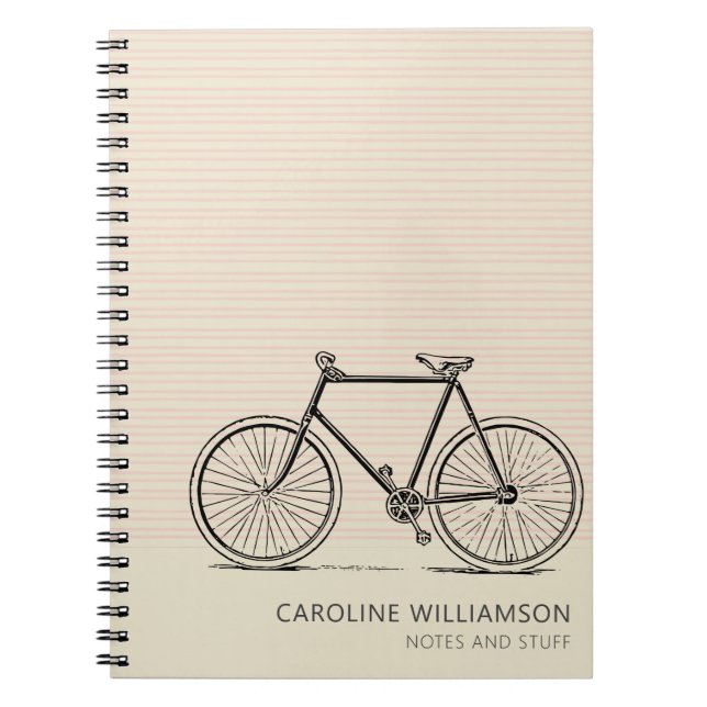 Caderno Espiral Única Arte de Linha de Bicicleta Moderna Personali (Frente)