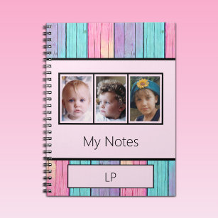 Caderno Espiral Unicorn cola 3 iniciais de fotos cor-de-rosa