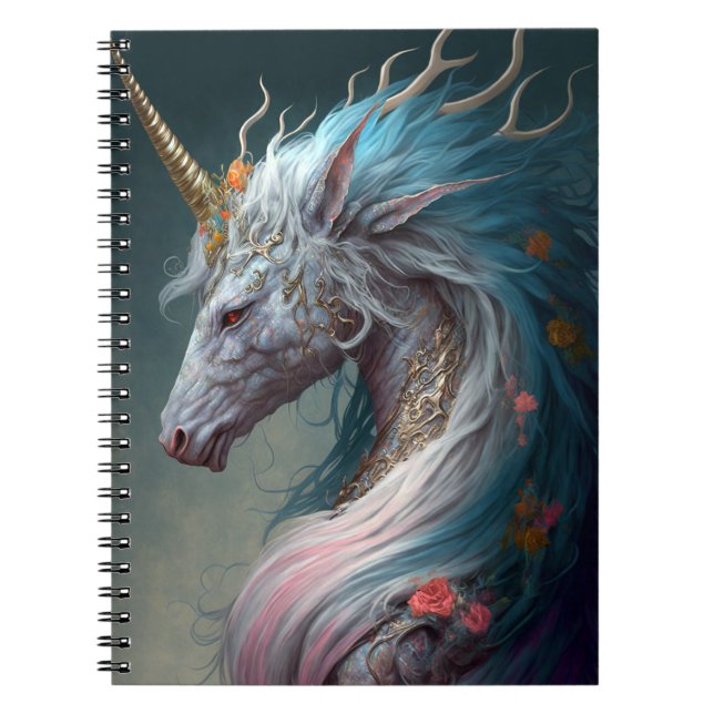 Caderno Espiral Unicorn Dragon Fantasy Art (Frente)