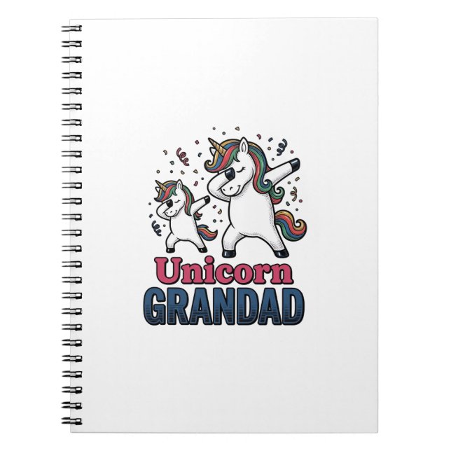 Caderno Espiral Unicorn Grandad Vintage Engraving Shirt Design_1 (Frente)