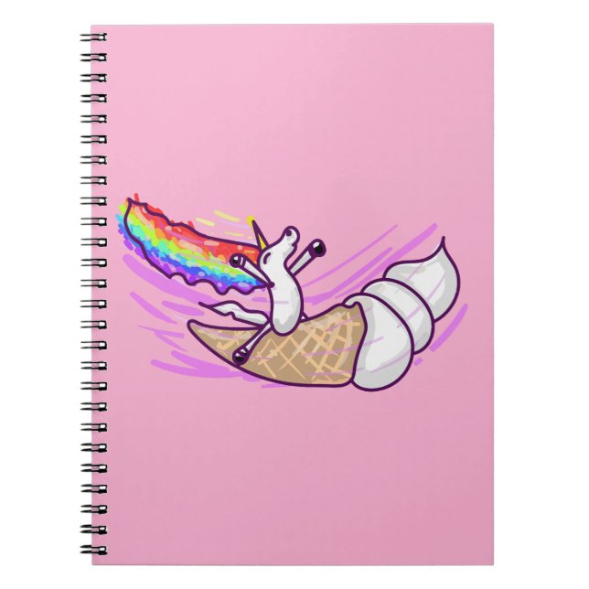 Caderno Espiral Unicorn Rainbow Riding Ice Cream Cone (Frente)