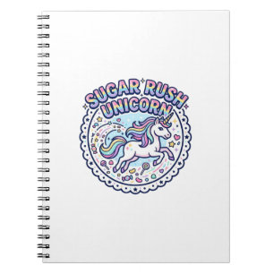 Caderno Espiral Unicórnio Açúcar Rush Unicórnio Divertido Presente