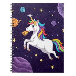 Caderno Espiral Unicórnio Amante de Pizza no Espaço – Fantasia Cap
