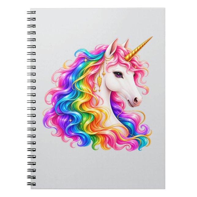 Caderno Espiral Unicórnio Arco-íris (Frente)