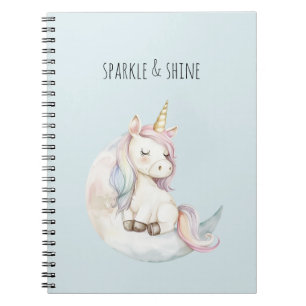 Caderno Espiral Unicórnio Azul na Nuvem